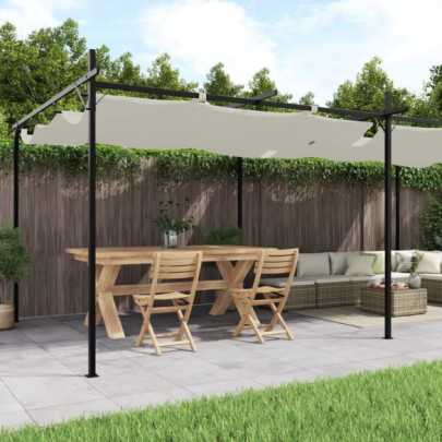 Pergola cu acoperiș retractabil - crem - 589x292x230 cm