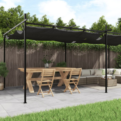 Pergola cu acoperiș retractabil - antracit - 589x292x230 cm