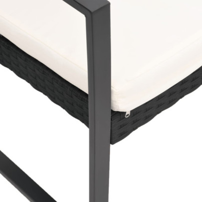 Bancă de grădină 2 locuri cu perne - Negru PP Ratan - Livrare Gratuită