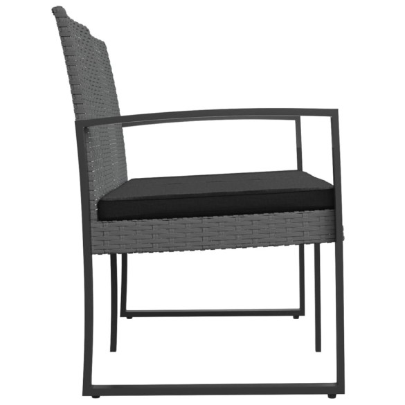 Bancă de grădină cu 2 locuri, perne, ratan PP - Gri