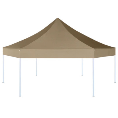 Foișor pliabil hexagonal pop-up gri taupe 3,6x3,1 m 220g/m²