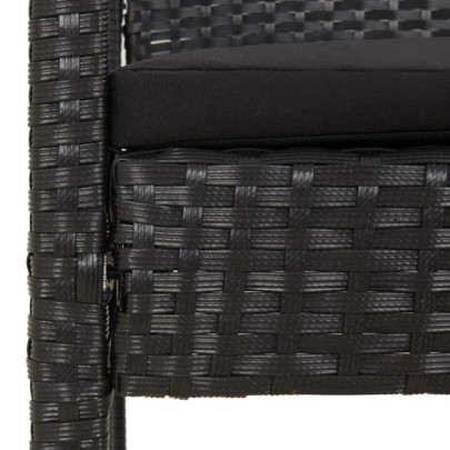 Bancă de grădină cu pernă - Negru - Poliratan - Livrare Gratuită