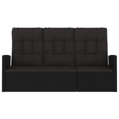 Bancă rabatabilă grădină cu perne - Negru, 173 cm - Livrare Gratuită