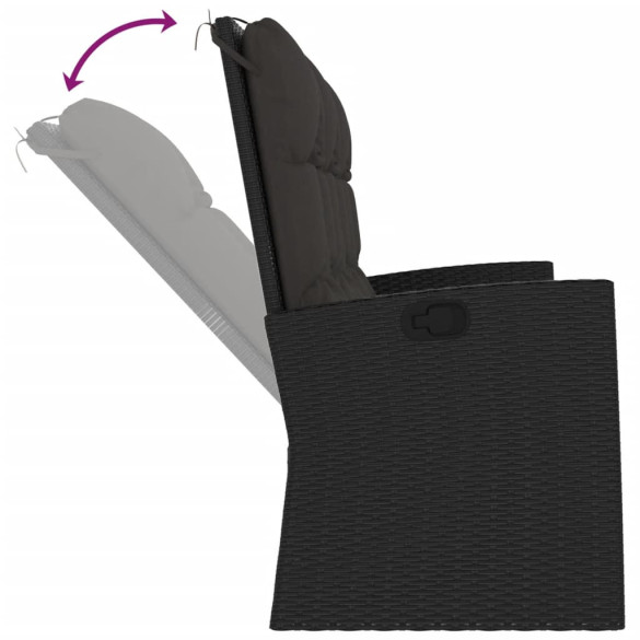 Bancă rabatabilă grădină cu perne - Negru, 173 cm - Livrare Gratuită