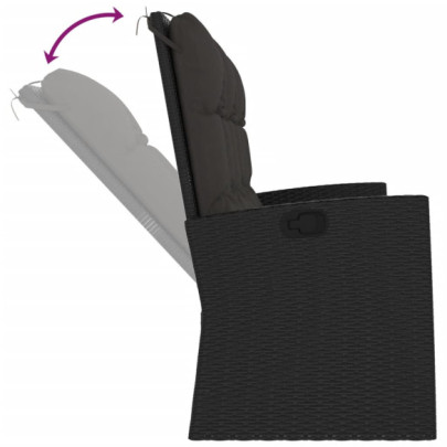 Bancă rabatabilă grădină cu perne - Negru, 173 cm - Livrare Gratuită