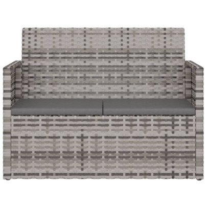Bancă Grădină cu Perne - Poliratan Gri, 105 cm - Livrare Gratuită