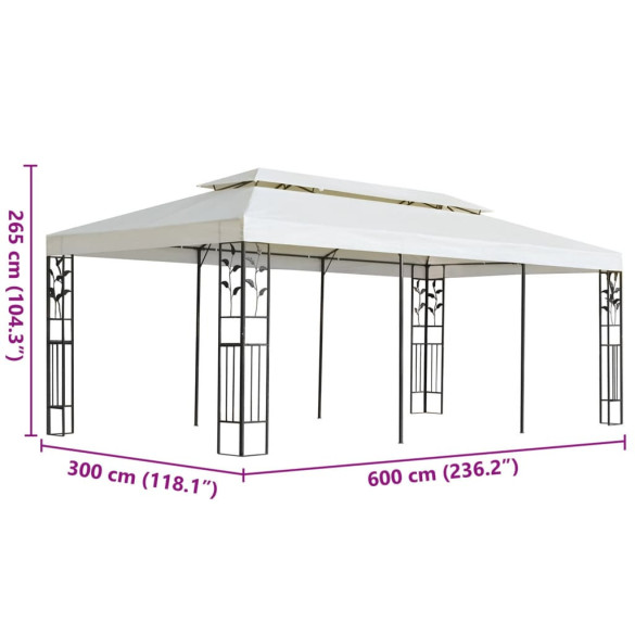 Pavilion Grădină Acoperiș Dublu 6x3 m Oțel Alb | Livrare Gratuită