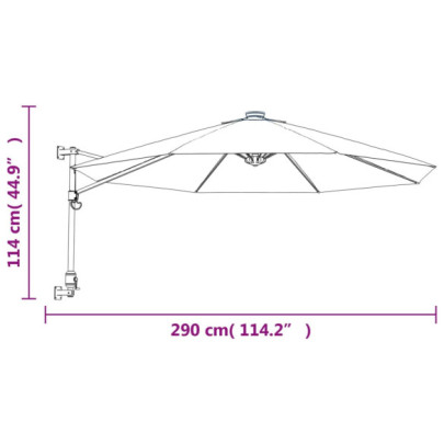 Umbrelă de perete cu LED, galben, 290 cm - Livrare gratuită