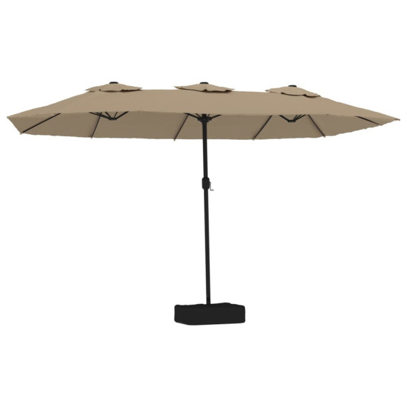 Umbrelă de soare cu două capete gri taupe | 449x245 cm
