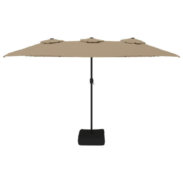 Umbrelă de soare cu două capete gri taupe | 449x245 cm