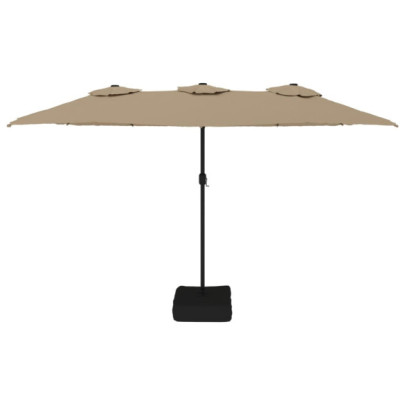 Umbrelă de soare cu două capete gri taupe | 449x245 cm