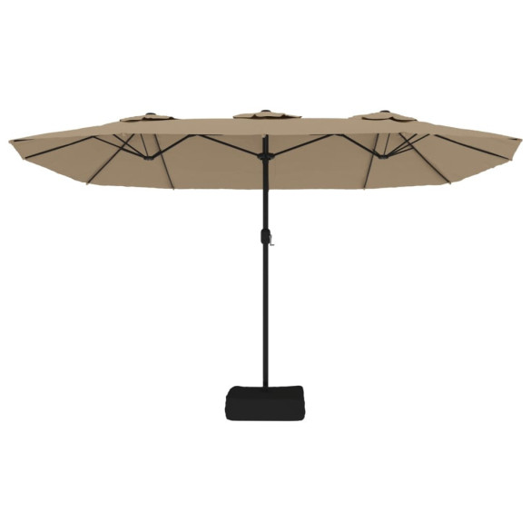 Umbrelă de soare cu două capete gri taupe | 449x245 cm