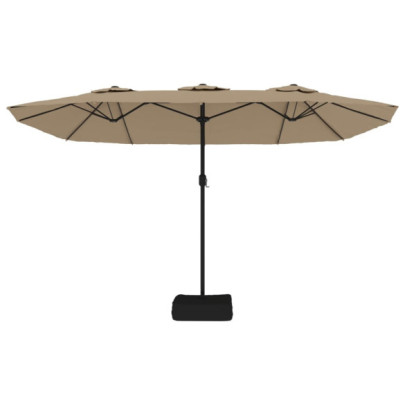 Umbrelă de soare cu două capete gri taupe | 449x245 cm