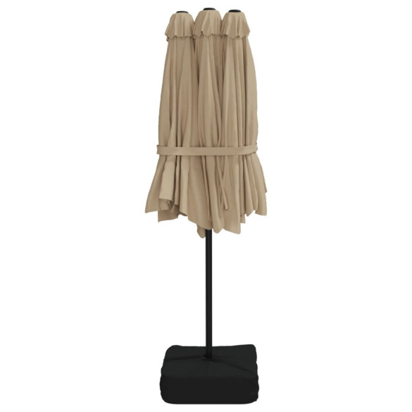 Umbrelă de soare cu două capete gri taupe | 449x245 cm