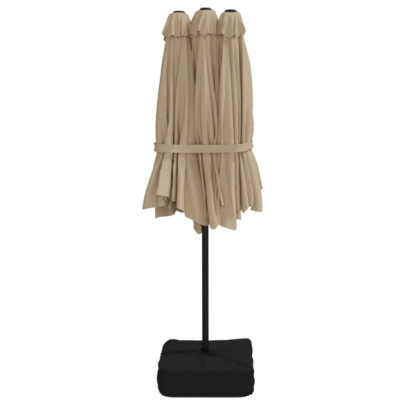 Umbrelă de soare cu două capete gri taupe | 449x245 cm
