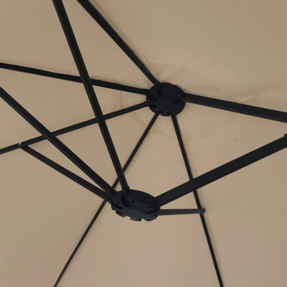 Umbrelă de soare cu două capete gri taupe | 449x245 cm