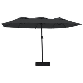 Umbrelă de Grădină cu LED-uri și Două Capete - Negru 2