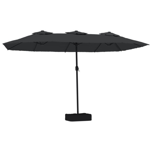 Umbrelă de Grădină cu LED-uri și Două Capete - Negru