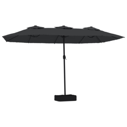 Umbrelă de Grădină cu LED-uri și Două Capete - Negru