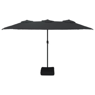 Umbrelă de Grădină cu LED-uri și Două Capete - Negru