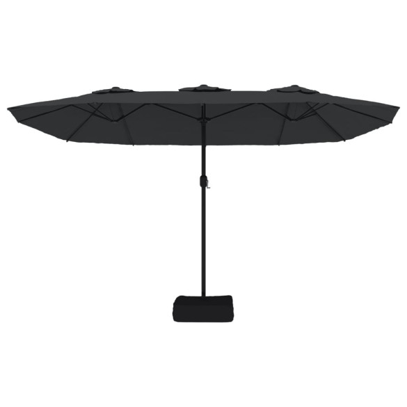 Umbrelă de Grădină cu LED-uri și Două Capete - Negru