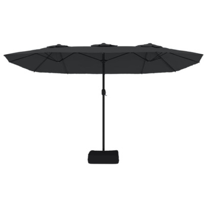 Umbrelă de Grădină cu LED-uri și Două Capete - Negru