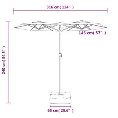 Umbrelă Grădină Două Capete - Albastru Azuriu 316x240cm