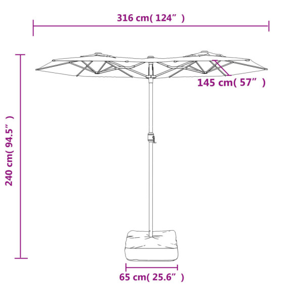 Umbrelă de Grădină cu LED-uri | Două Capete | Protecție UV