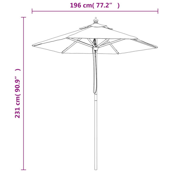 Umbrelă grădină lemn masiv 196x231 cm | Livrare gratuită