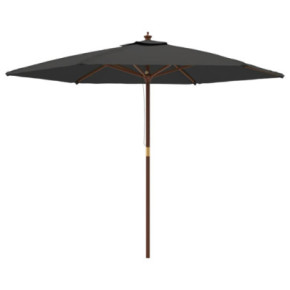 Umbrelă Grădină Lemn Masiv - Antracit 300x240cm | Livrare Gratuită 2