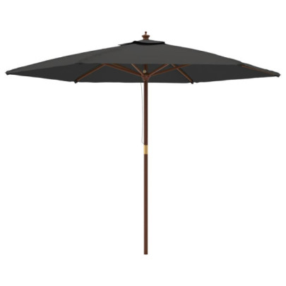 Umbrelă Grădină Lemn Masiv - Antracit 300x240cm | Livrare Gratuită
