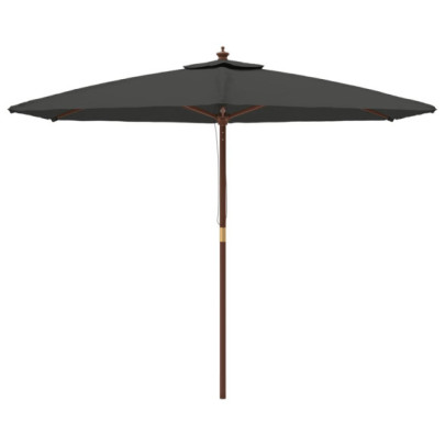 Umbrelă Grădină Lemn Masiv - Antracit 300x240cm | Livrare Gratuită