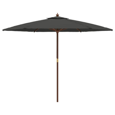Umbrelă Grădină Lemn Masiv - Antracit 300x240cm | Livrare Gratuită