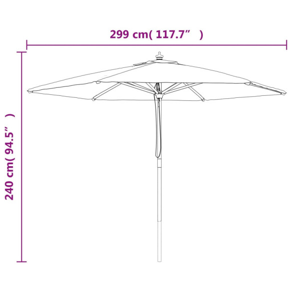 Umbrelă de soare grădină lemn | Protecție UV | 299x240cm Umbrelă de soare grădină lemn | Protecție UV | 299x240cm