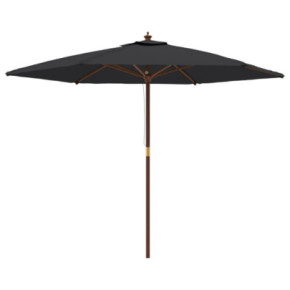 Umbrelă de soare grădină lemn masiv - 299x240 cm 2