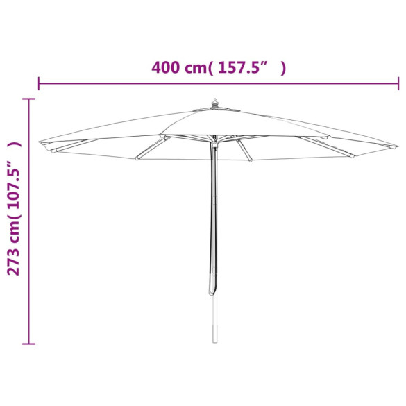 Umbrelă de grădină din lemn - Verde 400x273 cm | Livrare Gratuită