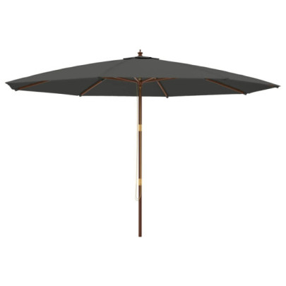 Umbrelă Grădină Lemn Masiv - Antracit 400x273 cm | Livrare Gratuită