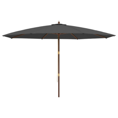 Umbrelă Grădină Lemn Masiv - Antracit 400x273 cm | Livrare Gratuită