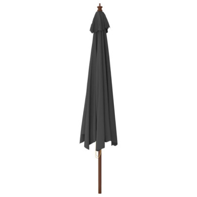 Umbrelă Grădină Lemn Masiv - Antracit 400x273 cm | Livrare Gratuită