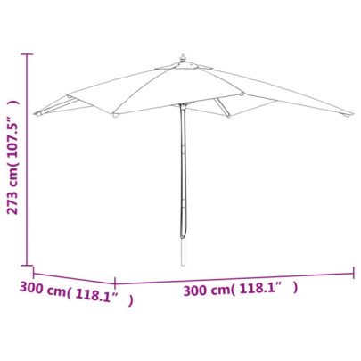 Umbrelă grădină lemn masiv 300x300 cm | Livrare gratuită
