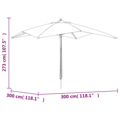 Umbrelă grădină lemn roșu bordo 300x300 cm | Livrare gratuită