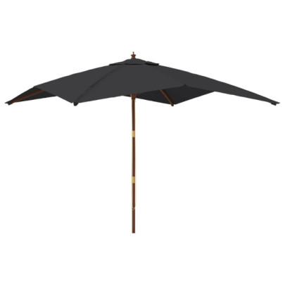 Umbrelă grădină lemn masiv negru 300x300 cm | Livrare gratuită