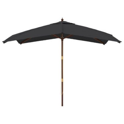 Umbrelă grădină lemn masiv negru 300x300 cm | Livrare gratuită