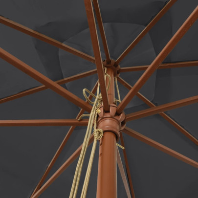 Umbrelă grădină lemn masiv negru 300x300 cm | Livrare gratuită