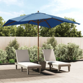 Umbrelă Grădină Lemn Albastru Azur 300x300 cm | Livrare Gratuită