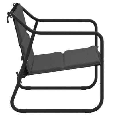 Bancă de grădină cu 2 locuri și pernă - Antracit | Oțel