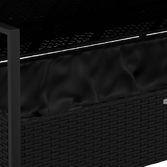 Bancă Grădină 2 Locuri cu Perne - Negru, Poliratan | Livrare Gratuită