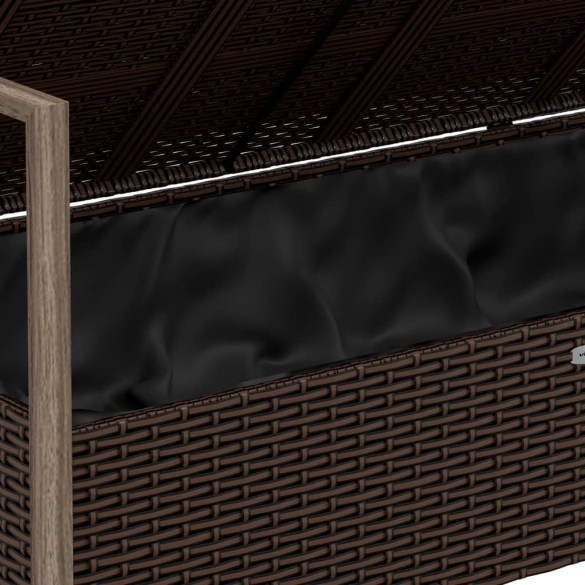 Bancă de Grădină cu 2 Locuri și Perne - Maro, Poliratan