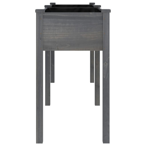 Jardinieră Lemn Masiv cu Căptușeală - Gri - 161x45x76 cm