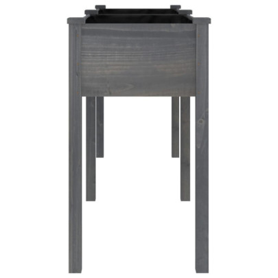 Jardinieră Lemn Masiv cu Căptușeală - Gri - 161x45x76 cm